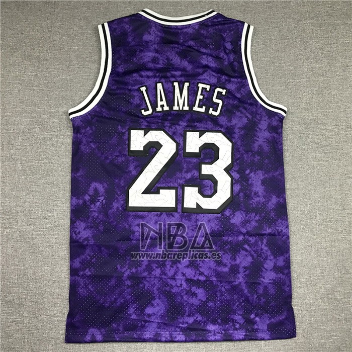 Camiseta Los Angeles Laker Lebron James NO 23 Galaxy Violeta